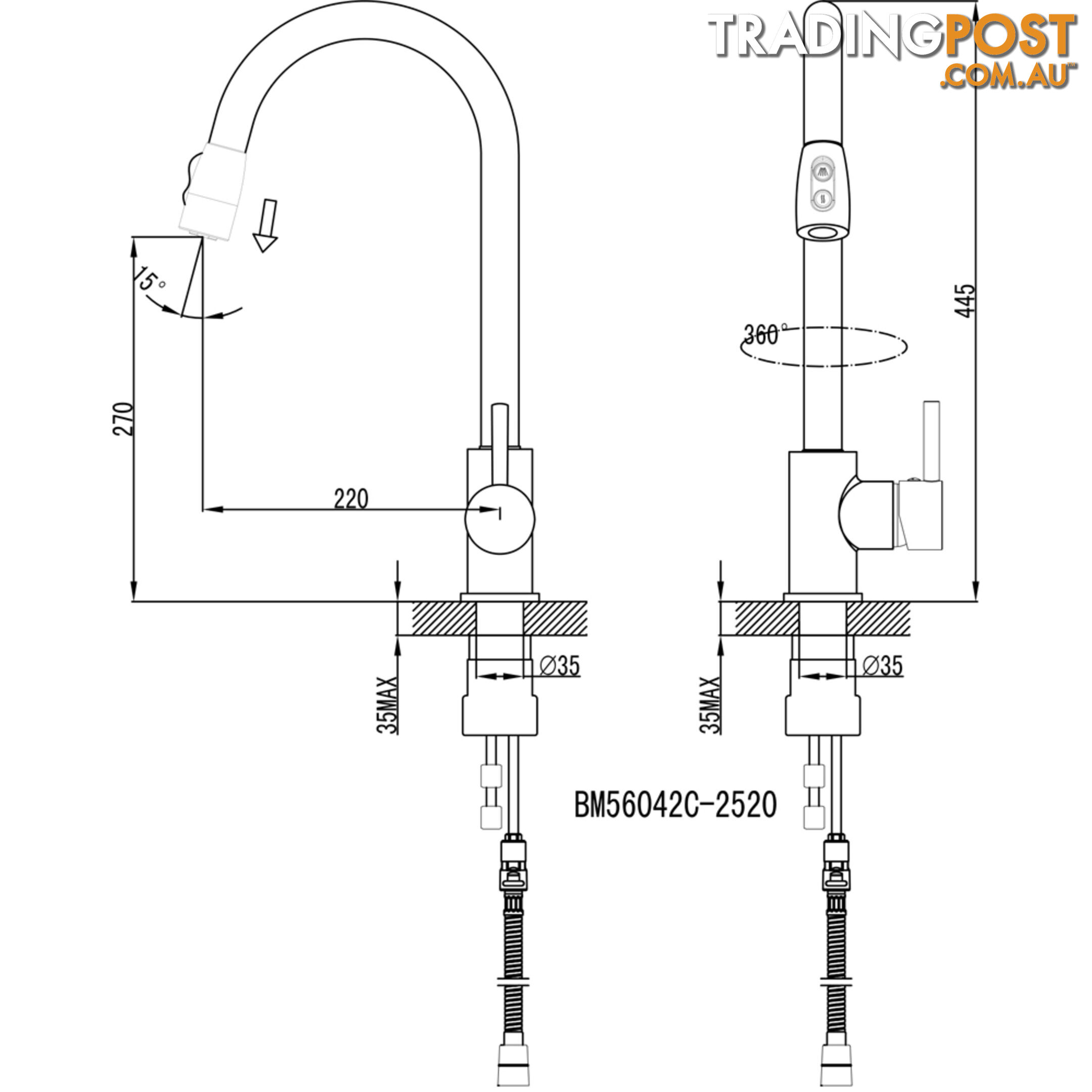 Kitchen Sink Basin Mixer Faucet 360ë Swivel Pull Out Spout Hose Tap