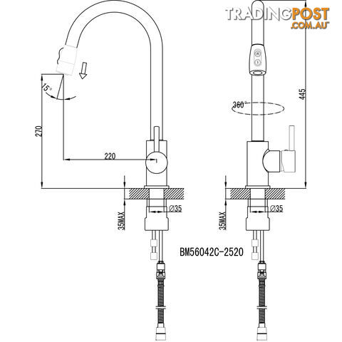 Kitchen Sink Basin Mixer Faucet 360ë Swivel Pull Out Spout Hose Tap