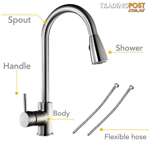 Kitchen Sink Basin Mixer Faucet 360ë Swivel Pull Out Spout Hose Tap