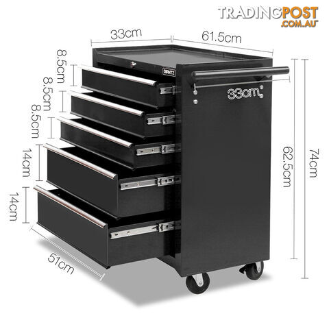 5 Drawers Roller Toolbox Cabinet  Black