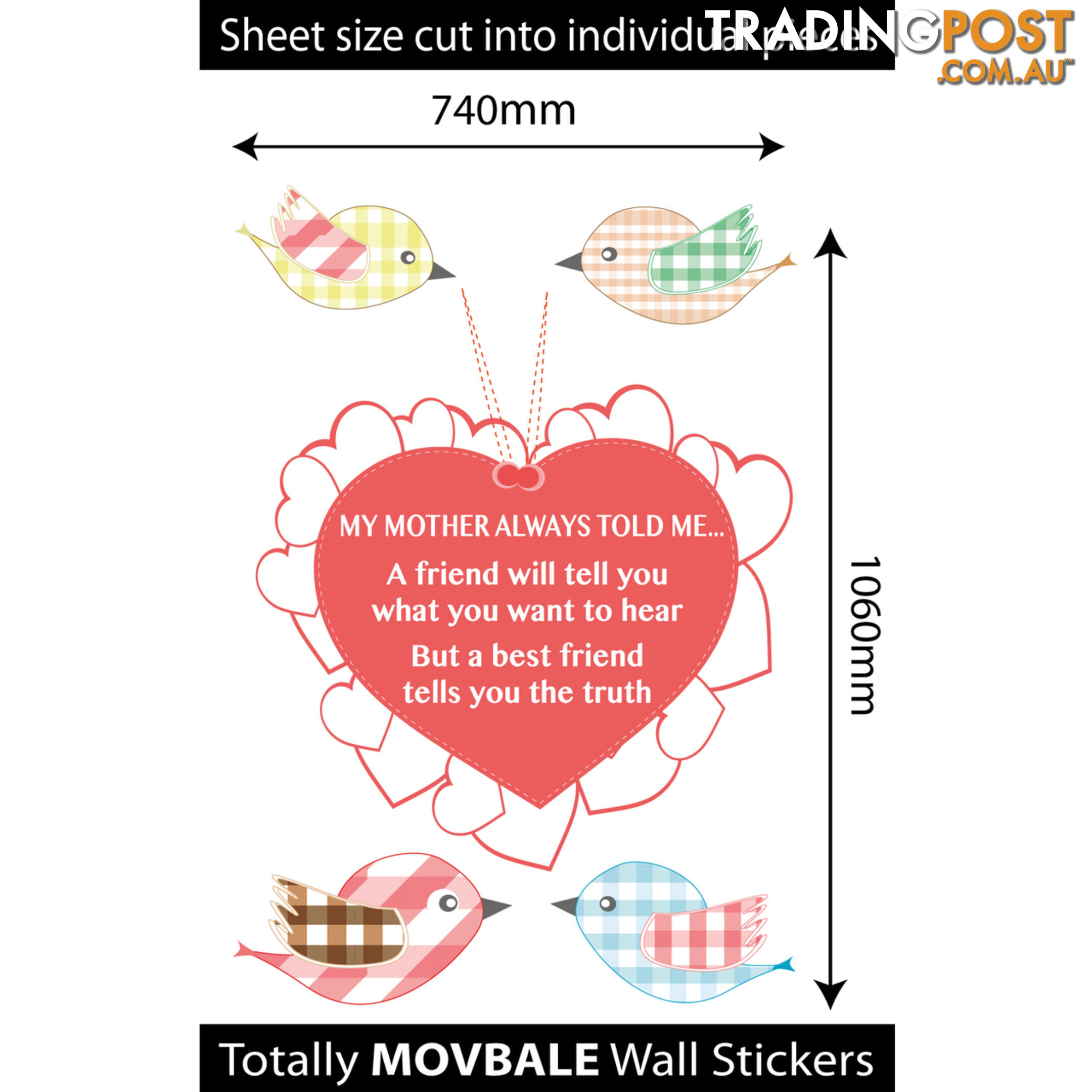 Extra Large Size My Mother Told Me Wall Sticker Quotes - Totally Movable