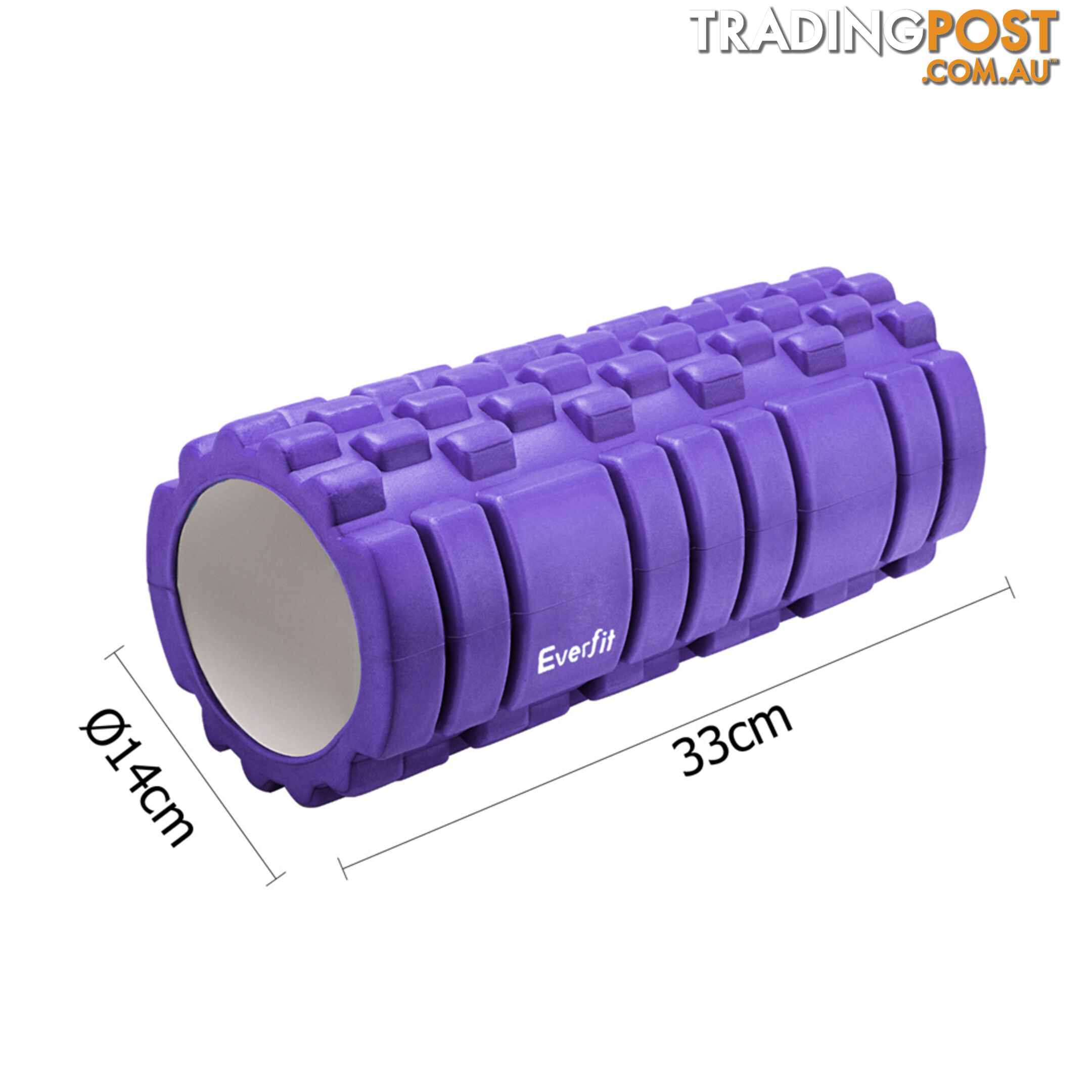 Yoga Gym Pilates EVA Grid Foam Roller Purple 33 x 14cm