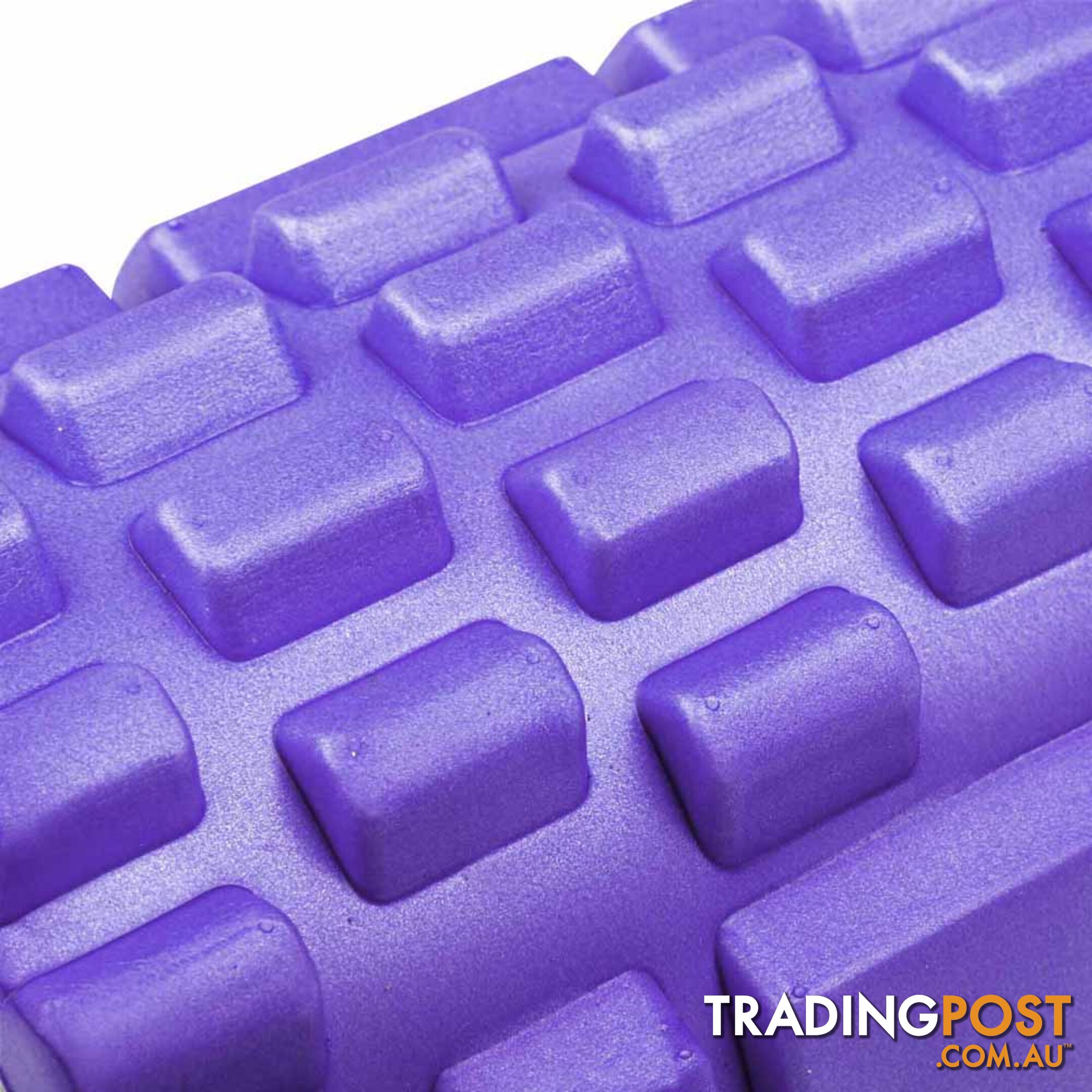 Yoga Gym Pilates EVA Grid Foam Roller Purple 33 x 14cm