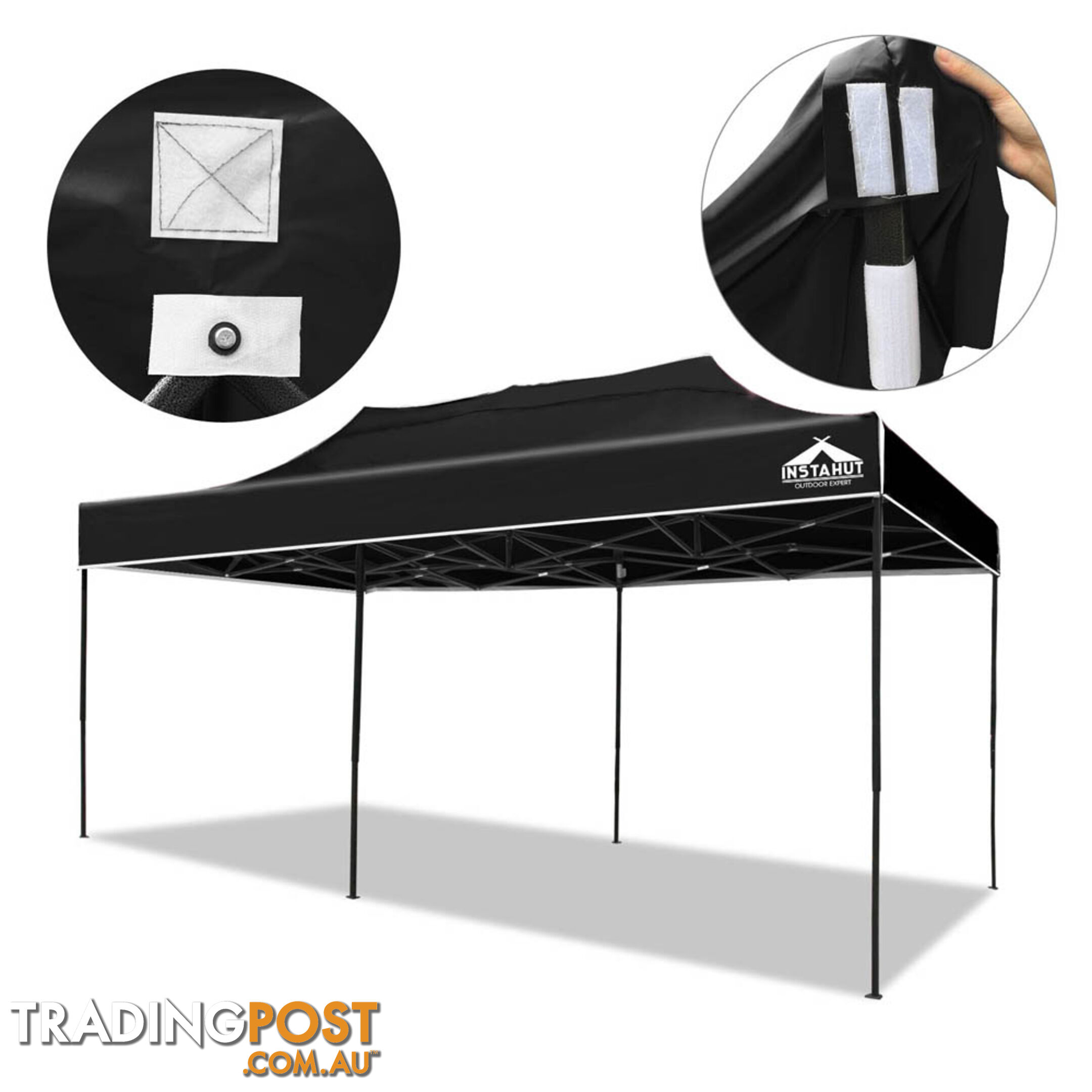 3m x 6m Pop-up Garden Outdoor Gazebo Black