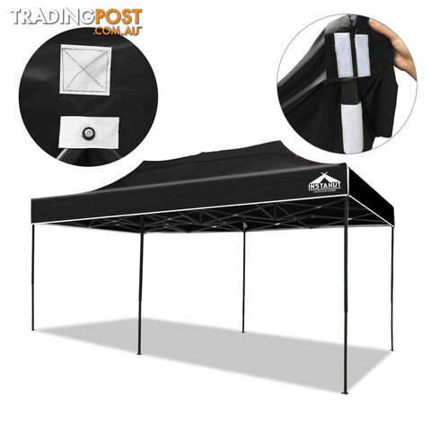 3m x 6m Pop-up Garden Outdoor Gazebo Black