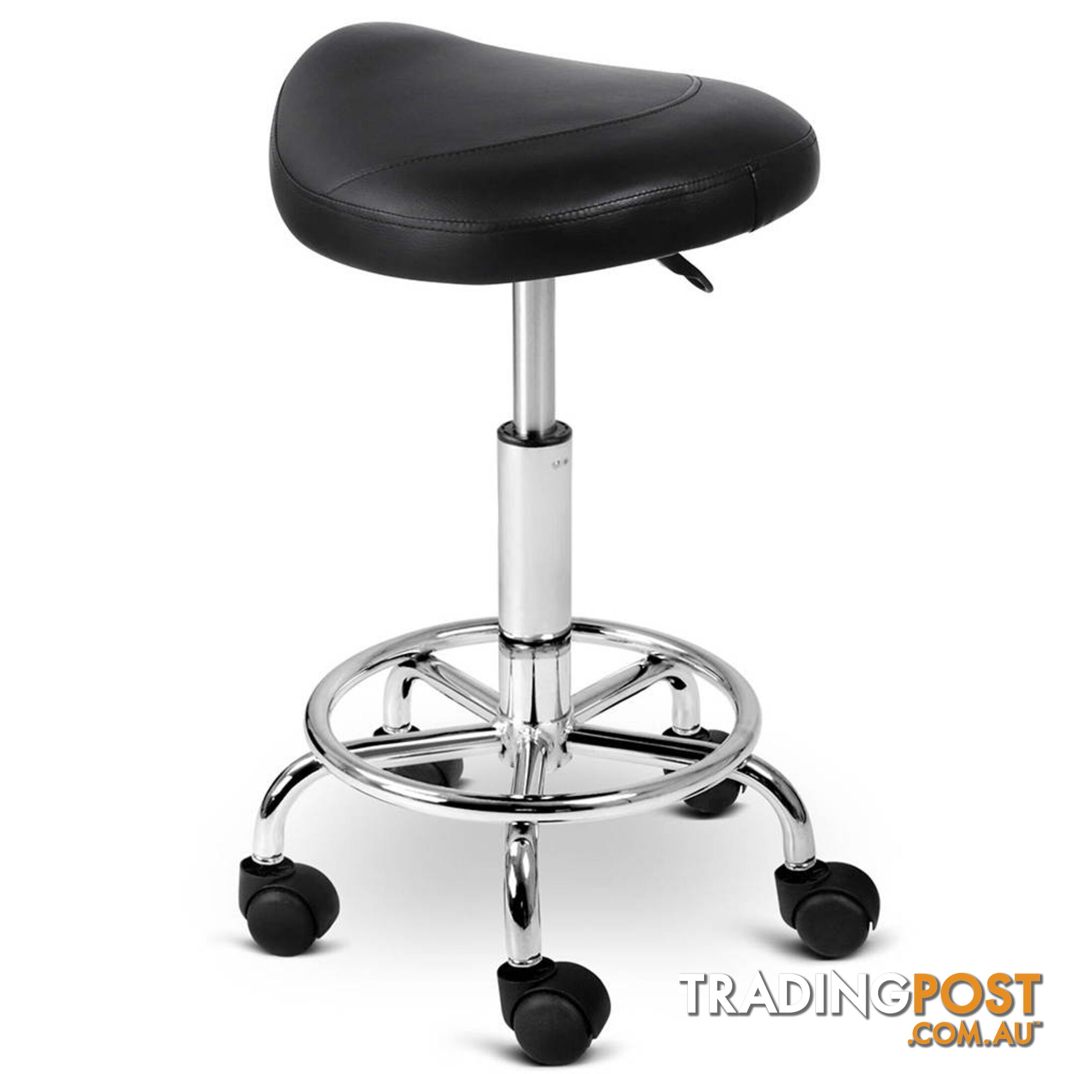 Saddle PU Swivel Salon Stool Black