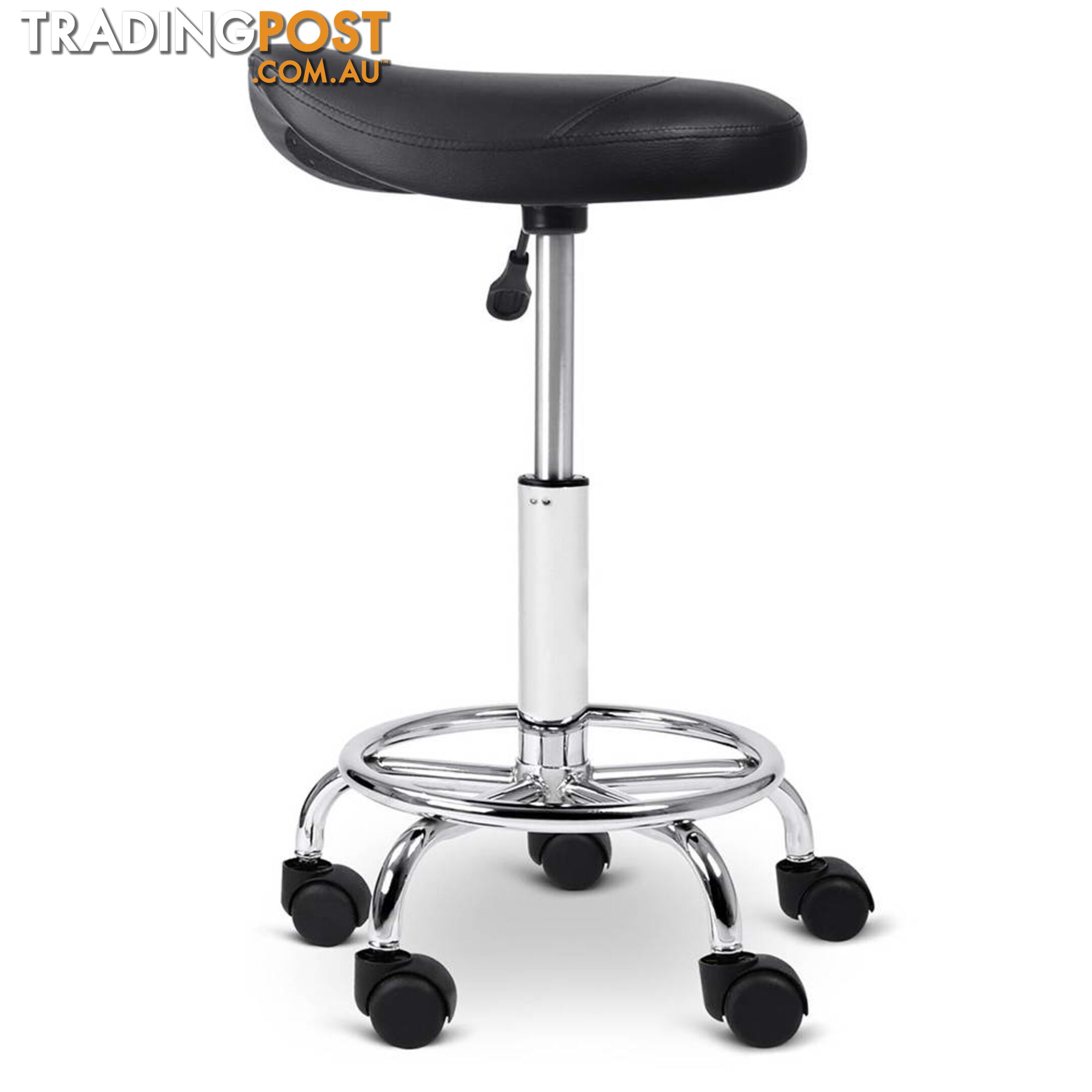 Saddle PU Swivel Salon Stool Black