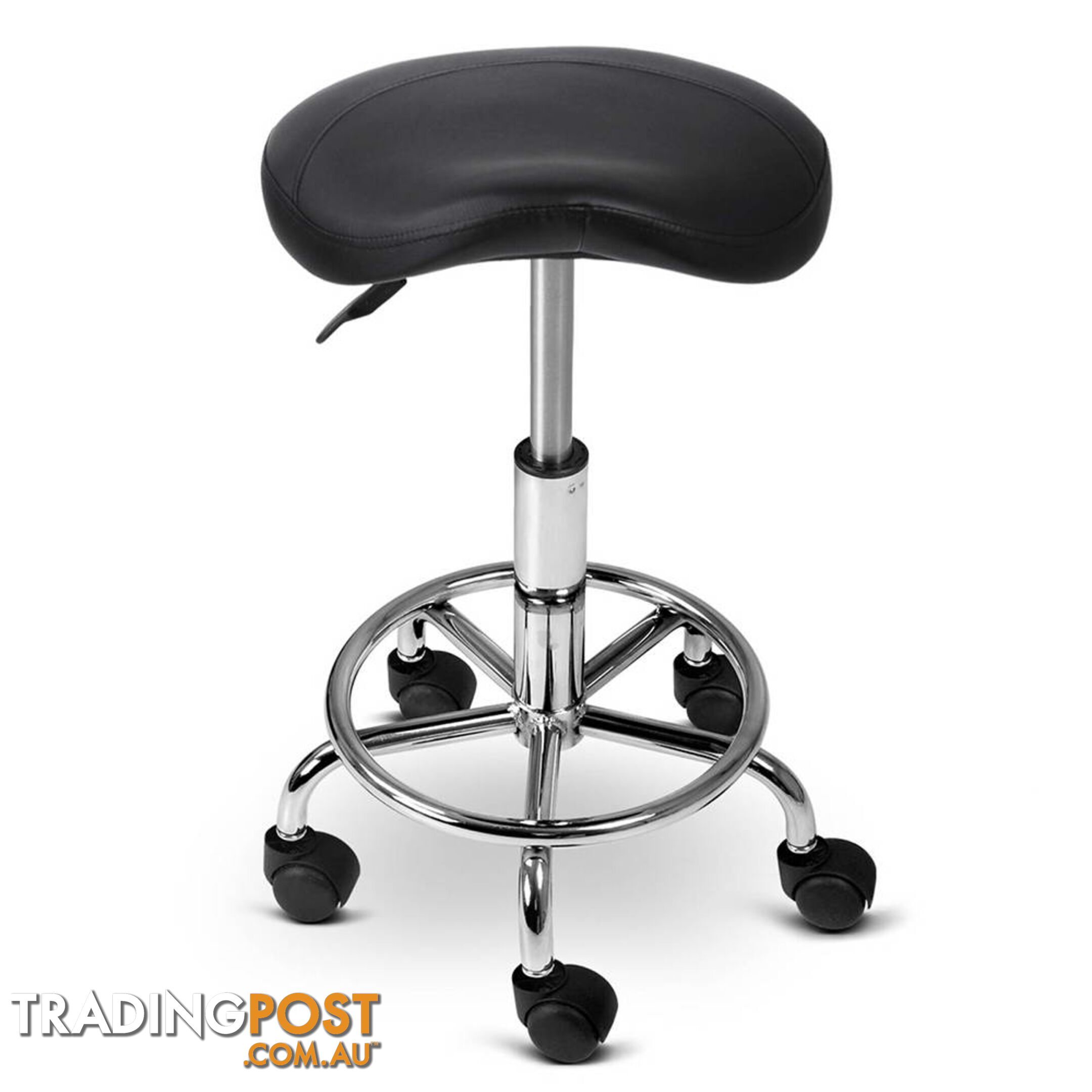 Saddle PU Swivel Salon Stool Black