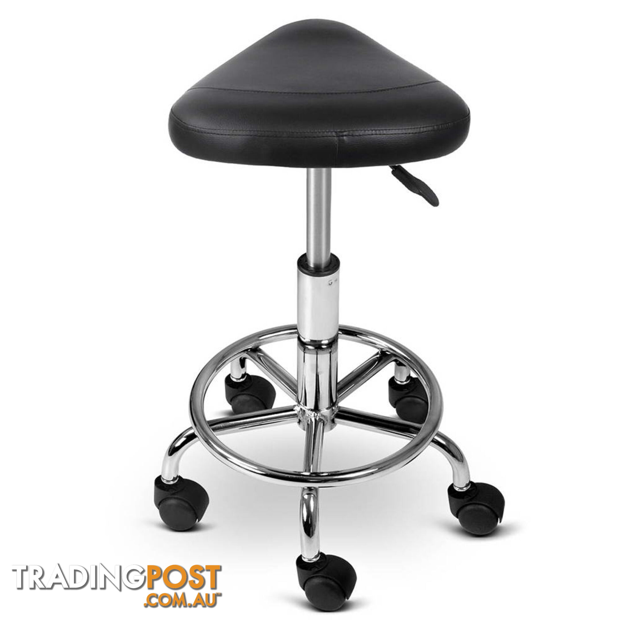 Saddle PU Swivel Salon Stool Black