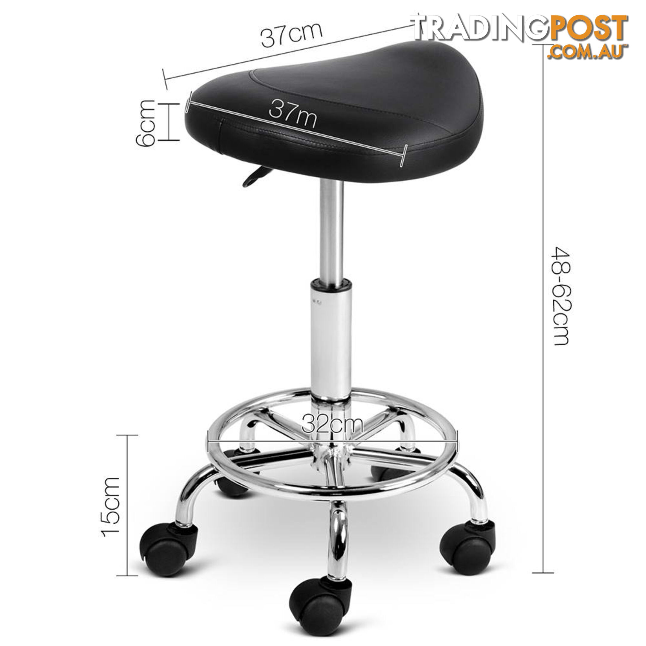 Saddle PU Swivel Salon Stool Black