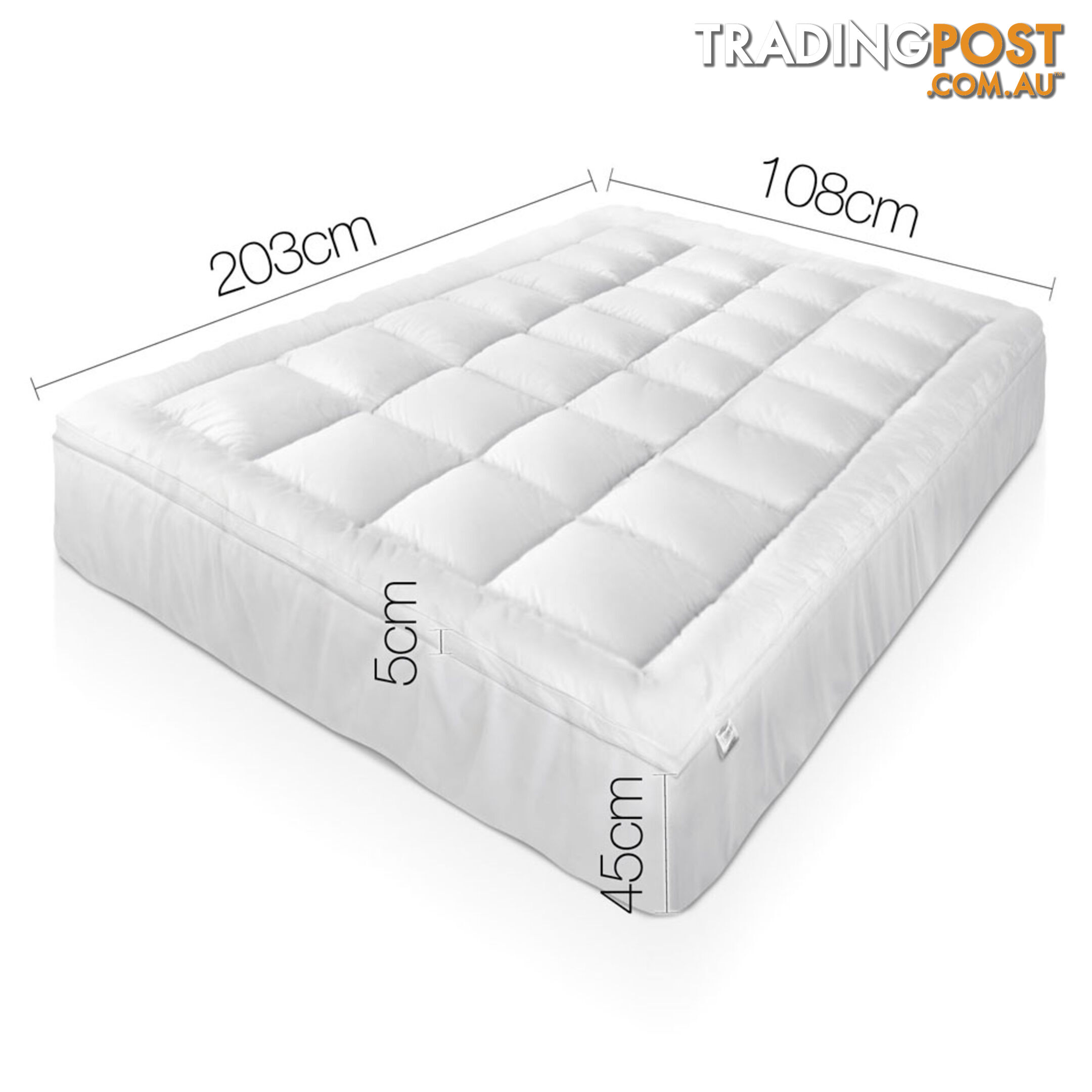 Bamboo Pillowtop Mattress Topper 5cm - King Single