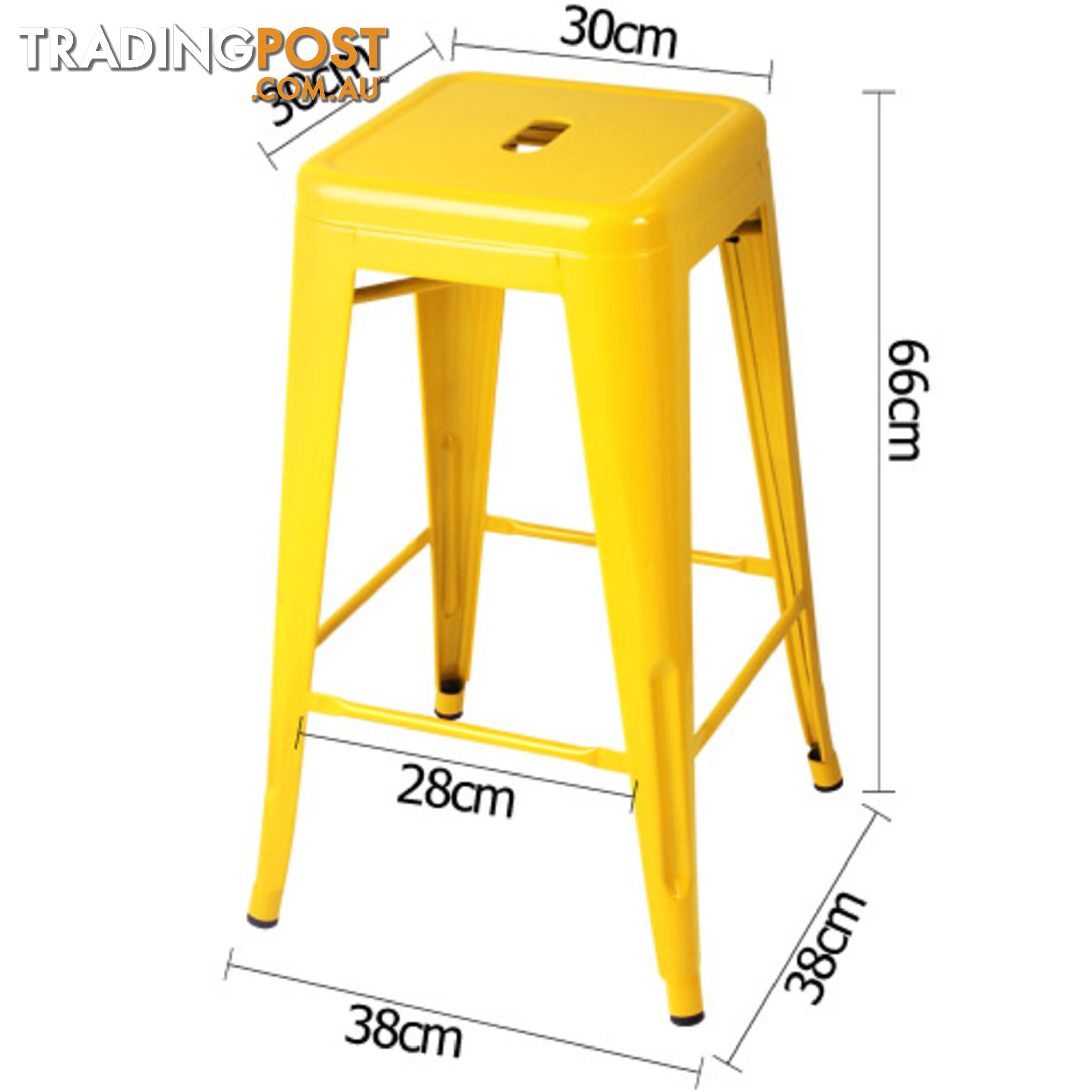 Set of 4 Replica Tolix Kitchen Bar Stool 66cm Yellow