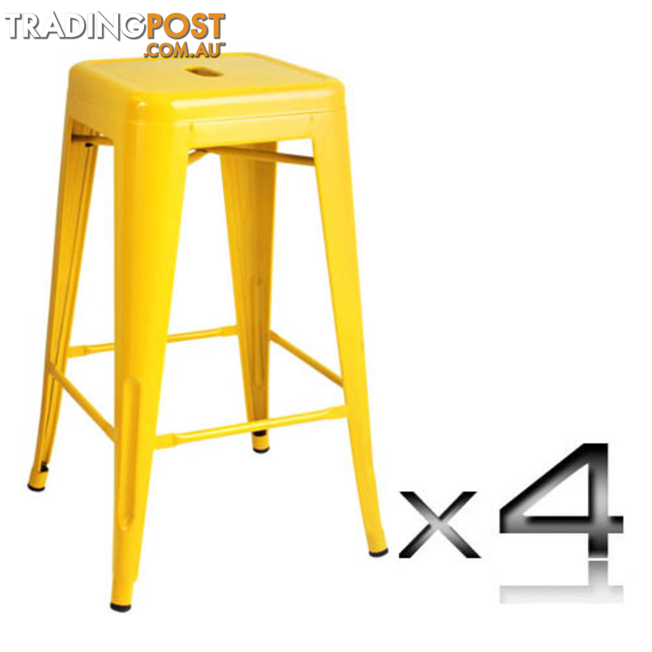 Set of 4 Replica Tolix Kitchen Bar Stool 66cm Yellow