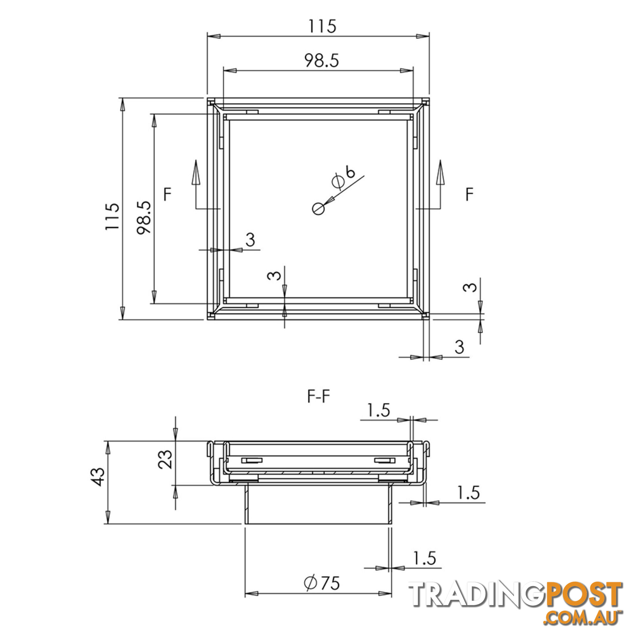 Set of 2 Square Stainless Steel Shower Grate Drain Floor Bathroom 75mm