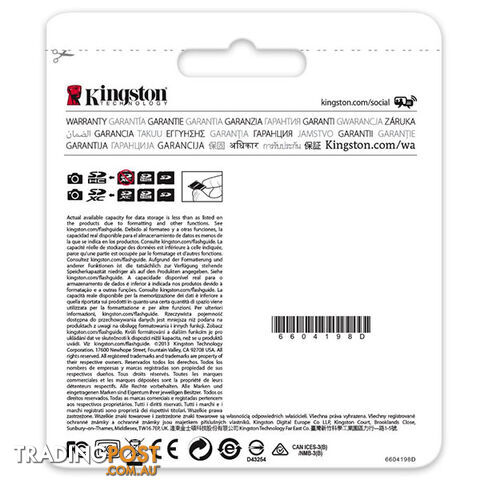 KINGSTON 32GB SDHC Class10 UHS-I 80MB/s Read Flash Card  Retail  (SD10VG2/32GBFR) - photo 4 of 4