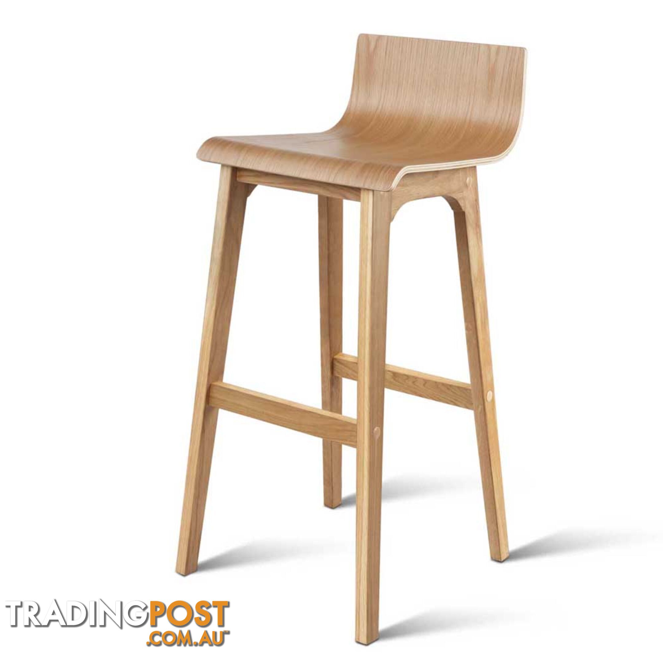 Set of 2 Oak Wood Bar Stools - Natural