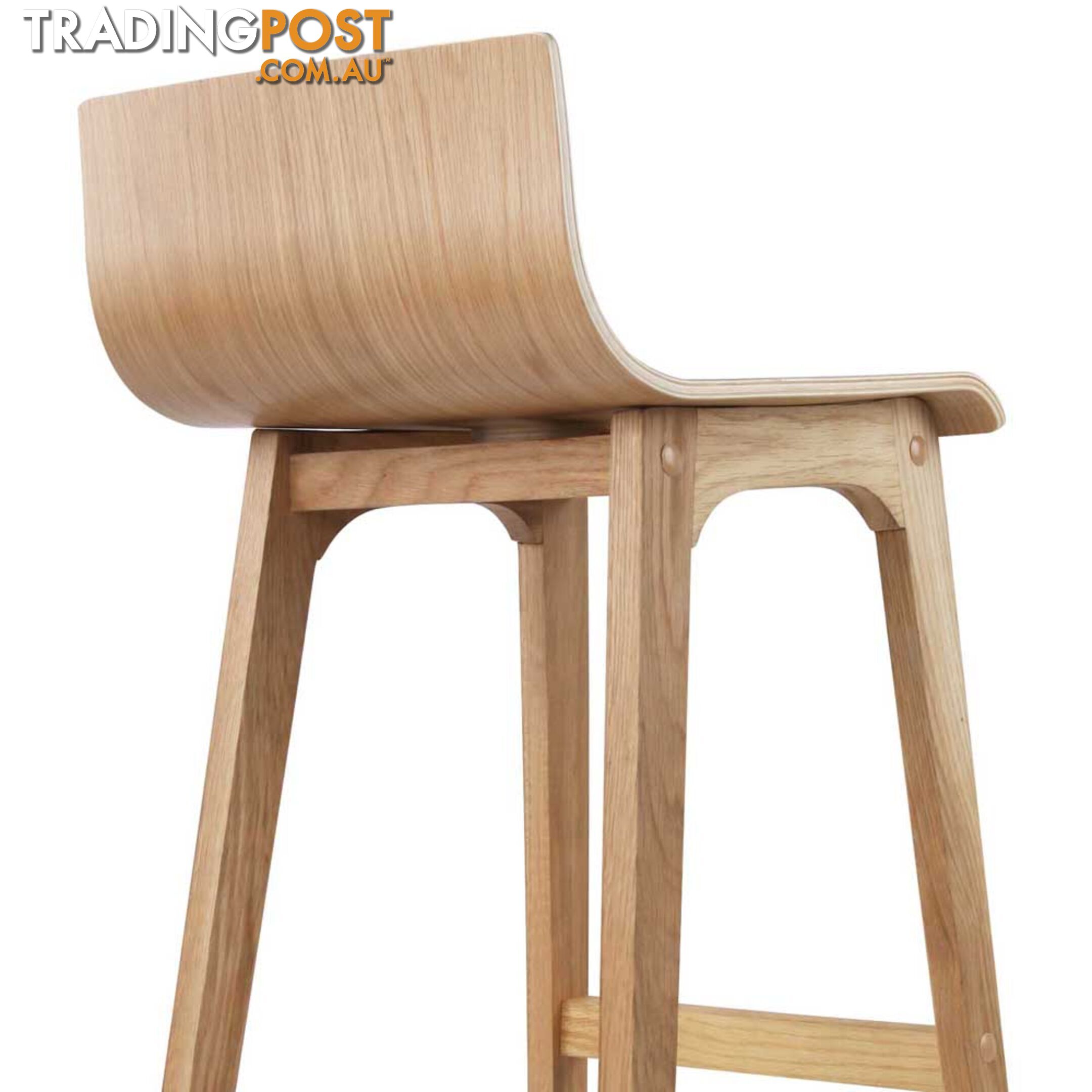 Set of 2 Oak Wood Bar Stools - Natural