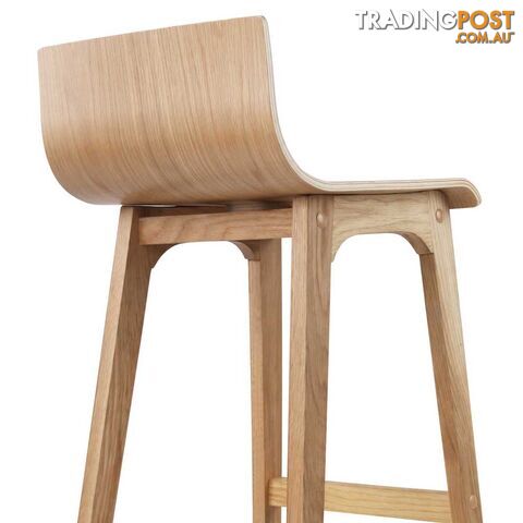 Set of 2 Oak Wood Bar Stools - Natural