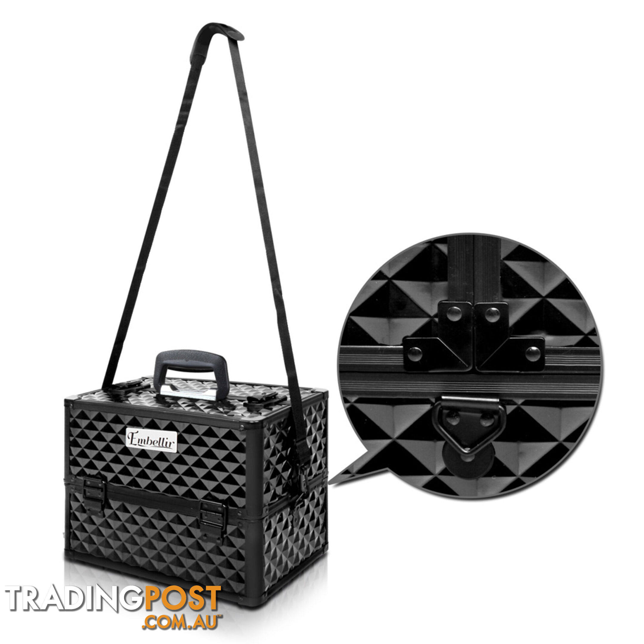 Portable Beauty Makeup Case Diamond Black