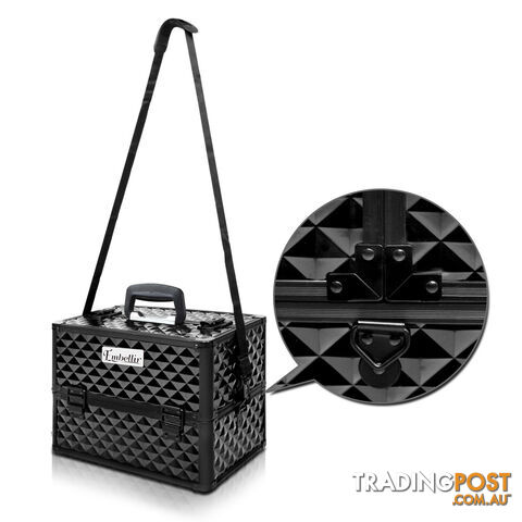 Portable Beauty Makeup Case Diamond Black