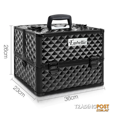 Portable Beauty Makeup Case Diamond Black