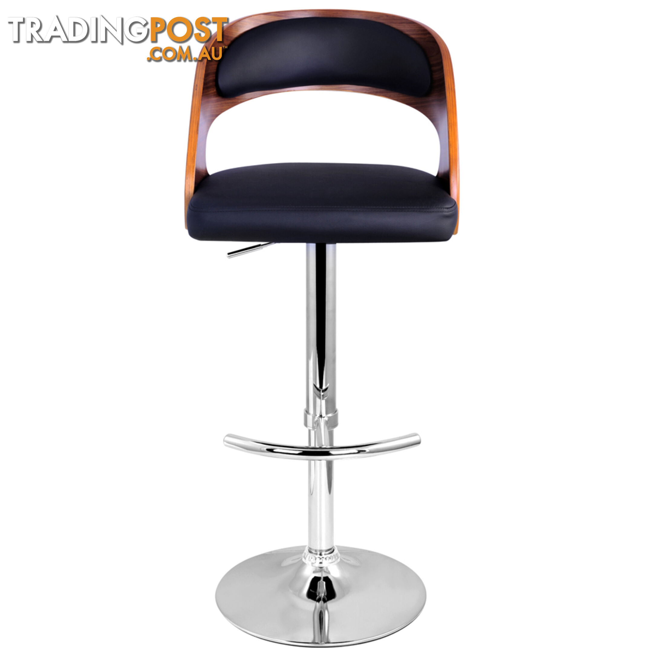 PU Leather Wooden Kitchen Bar Stool Padded Seat Black