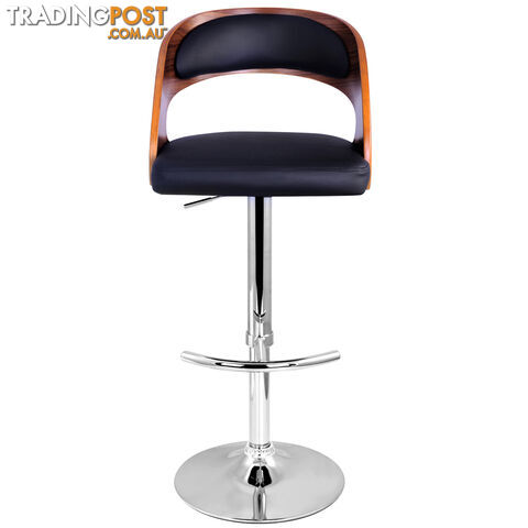 PU Leather Wooden Kitchen Bar Stool Padded Seat Black