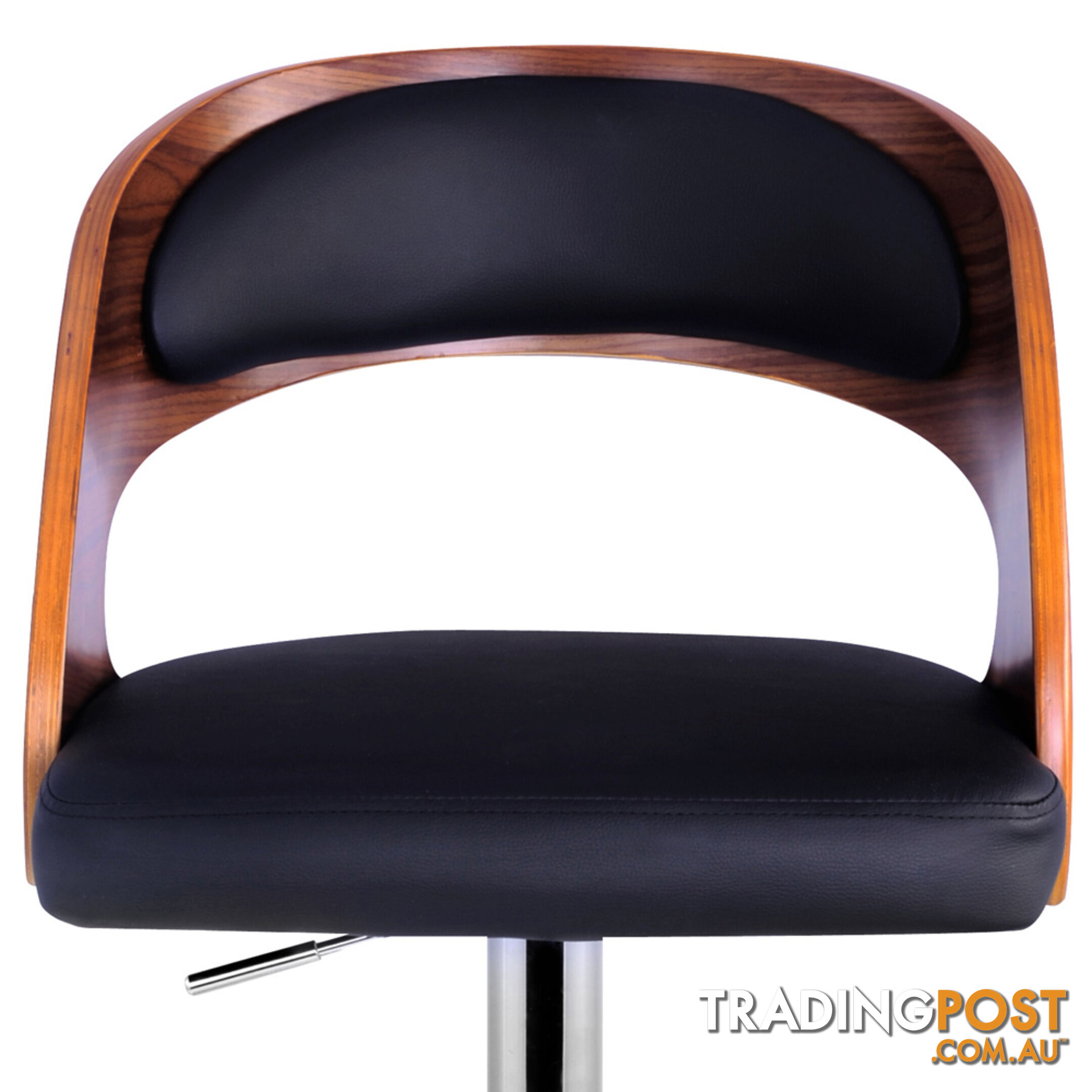 PU Leather Wooden Kitchen Bar Stool Padded Seat Black