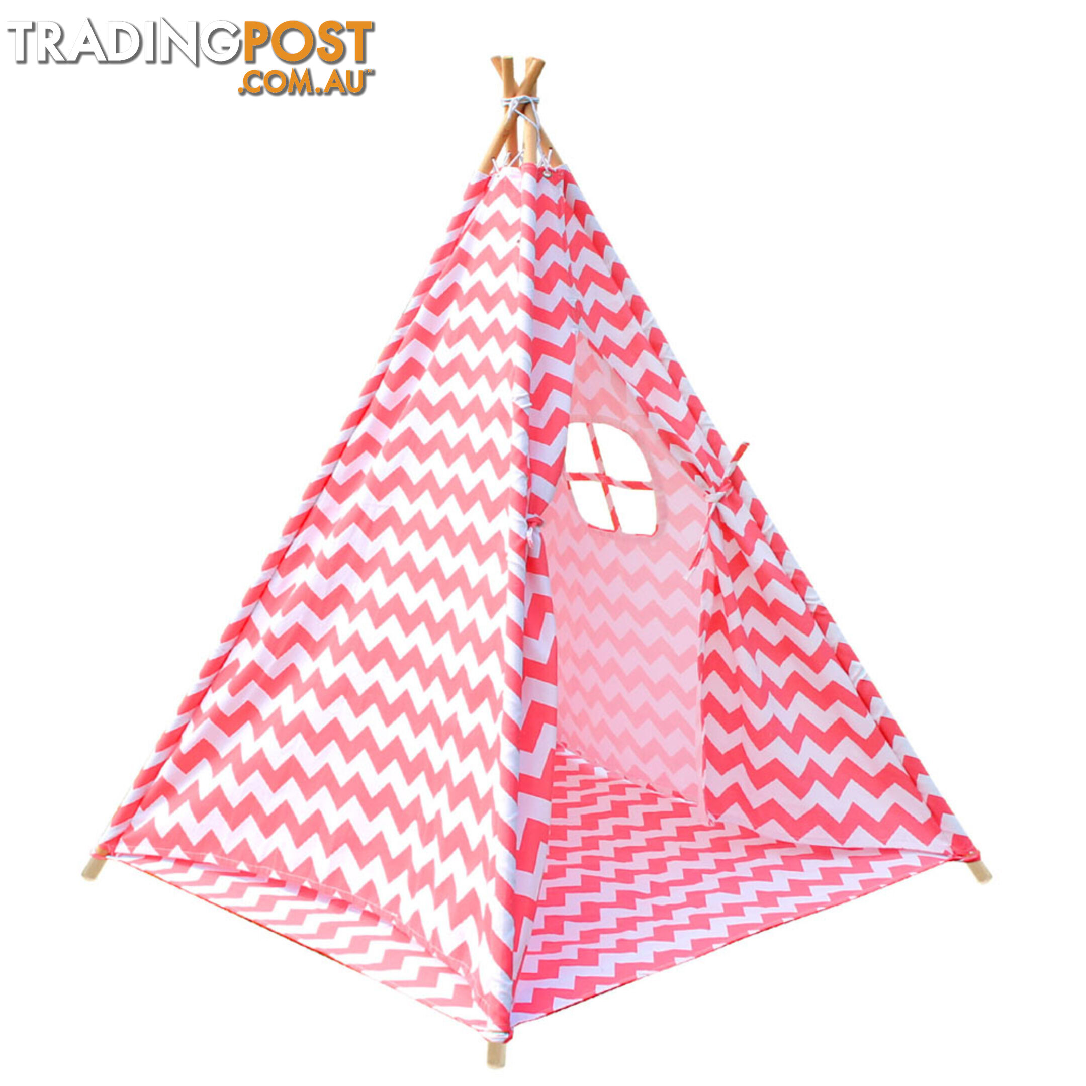 4 Poles Teepee Tent w/ Storage Bag Coral