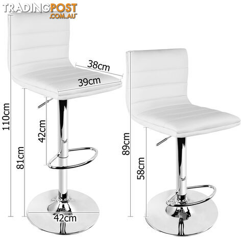 Set of 2 PU Leather Kitchen Bar Stool White