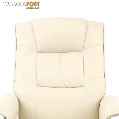 PU Leather Lounge Office Recliner Chair Ottoman Beige