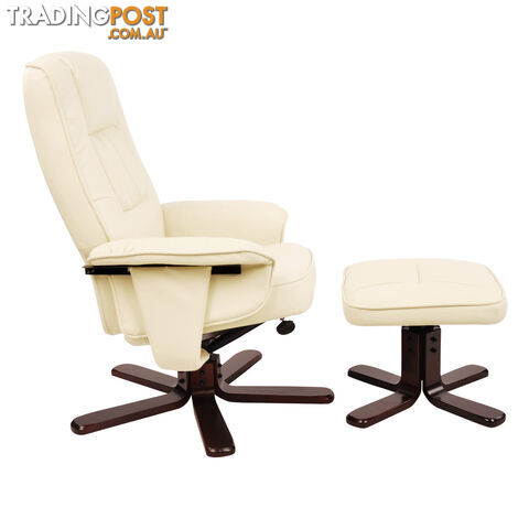 PU Leather Lounge Office Recliner Chair Ottoman Beige