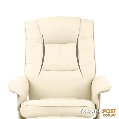 PU Leather Lounge Office Recliner Chair Ottoman Beige