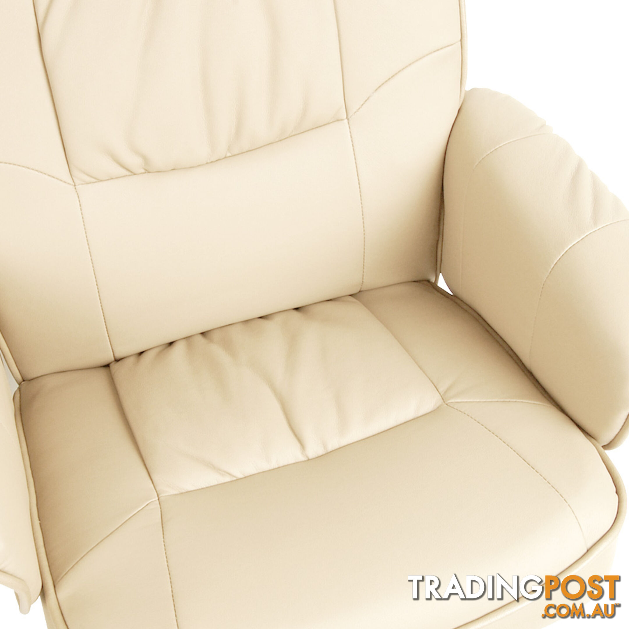 PU Leather Lounge Office Recliner Chair Ottoman Beige