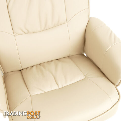 PU Leather Lounge Office Recliner Chair Ottoman Beige