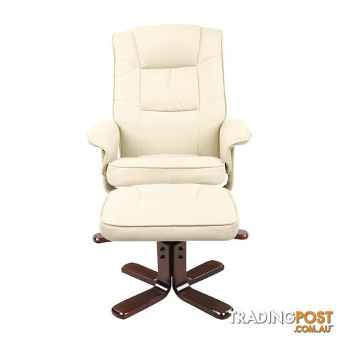 PU Leather Lounge Office Recliner Chair Ottoman Beige