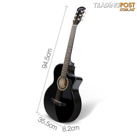 38 Inch Wooden Acoustic Guitar Black - photo 2 of 12