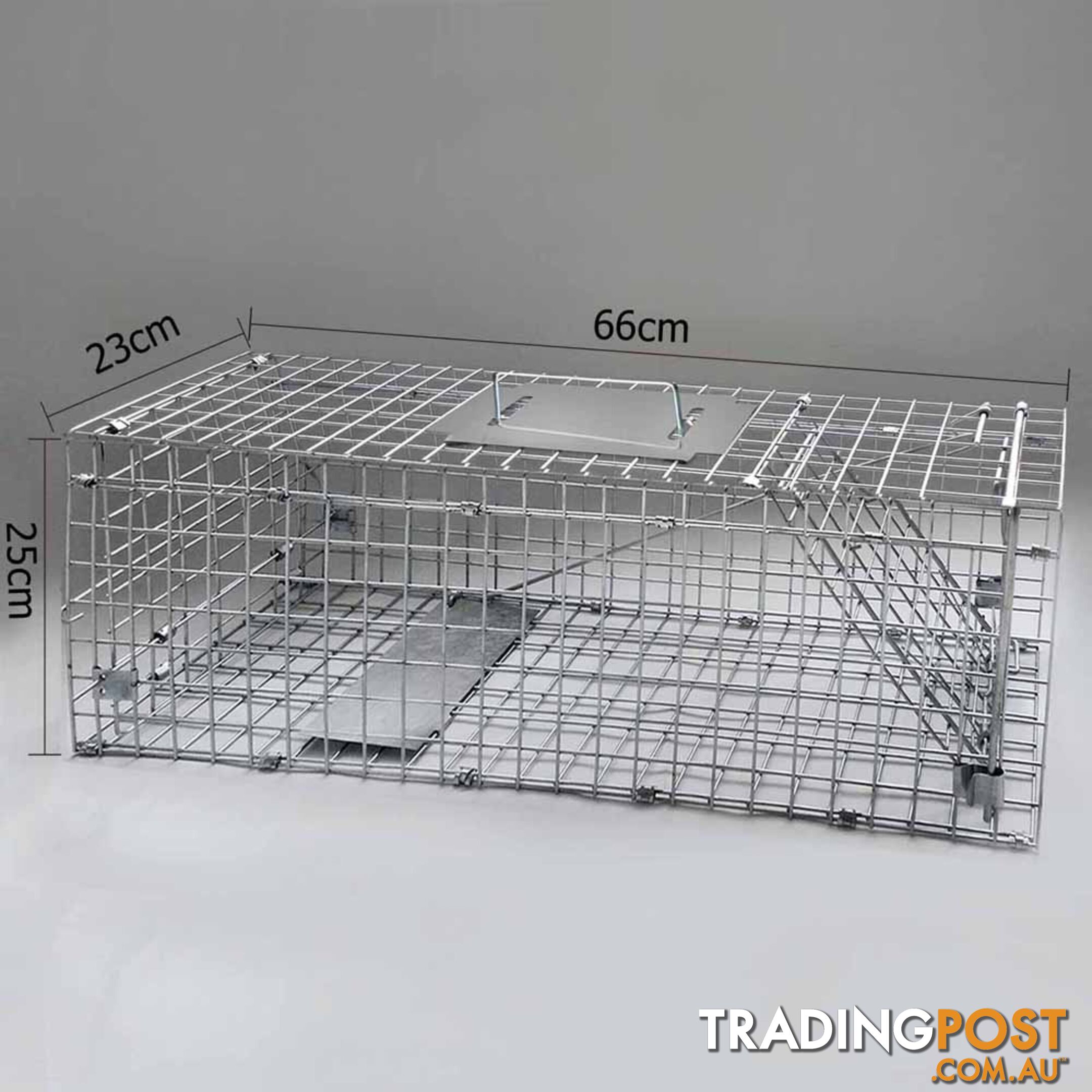 Set of 2 Humane Animal Trap Cage 66 x 23 x 25cm Silver