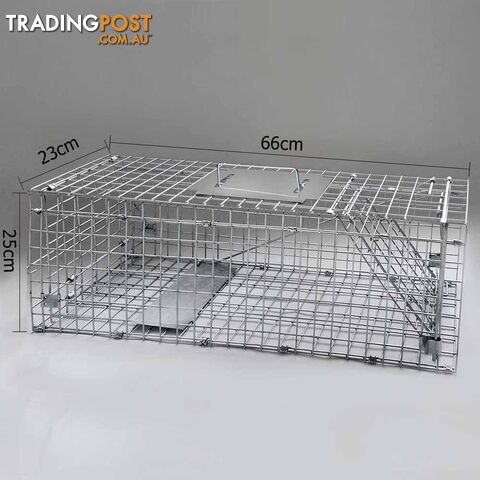 Set of 2 Humane Animal Trap Cage 66 x 23 x 25cm Silver