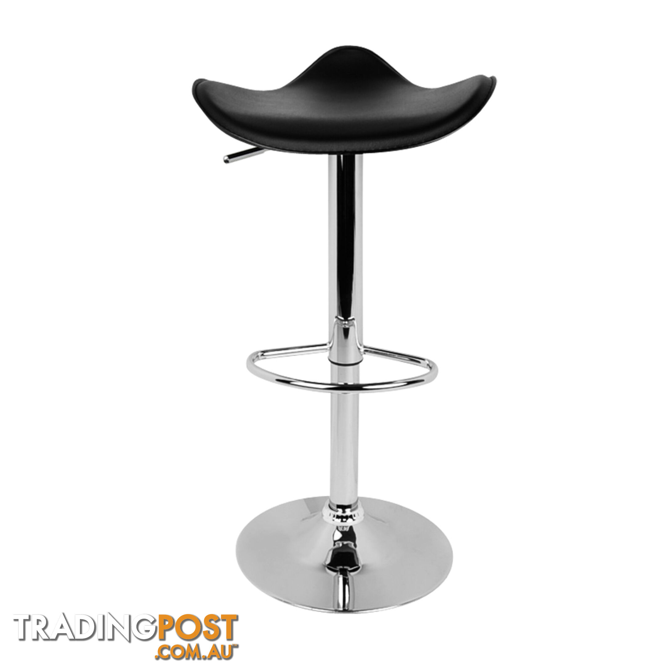 Set of 2 PVC Leather Kitchen Bar Stool Black