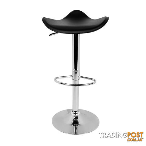 Set of 2 PVC Leather Kitchen Bar Stool Black