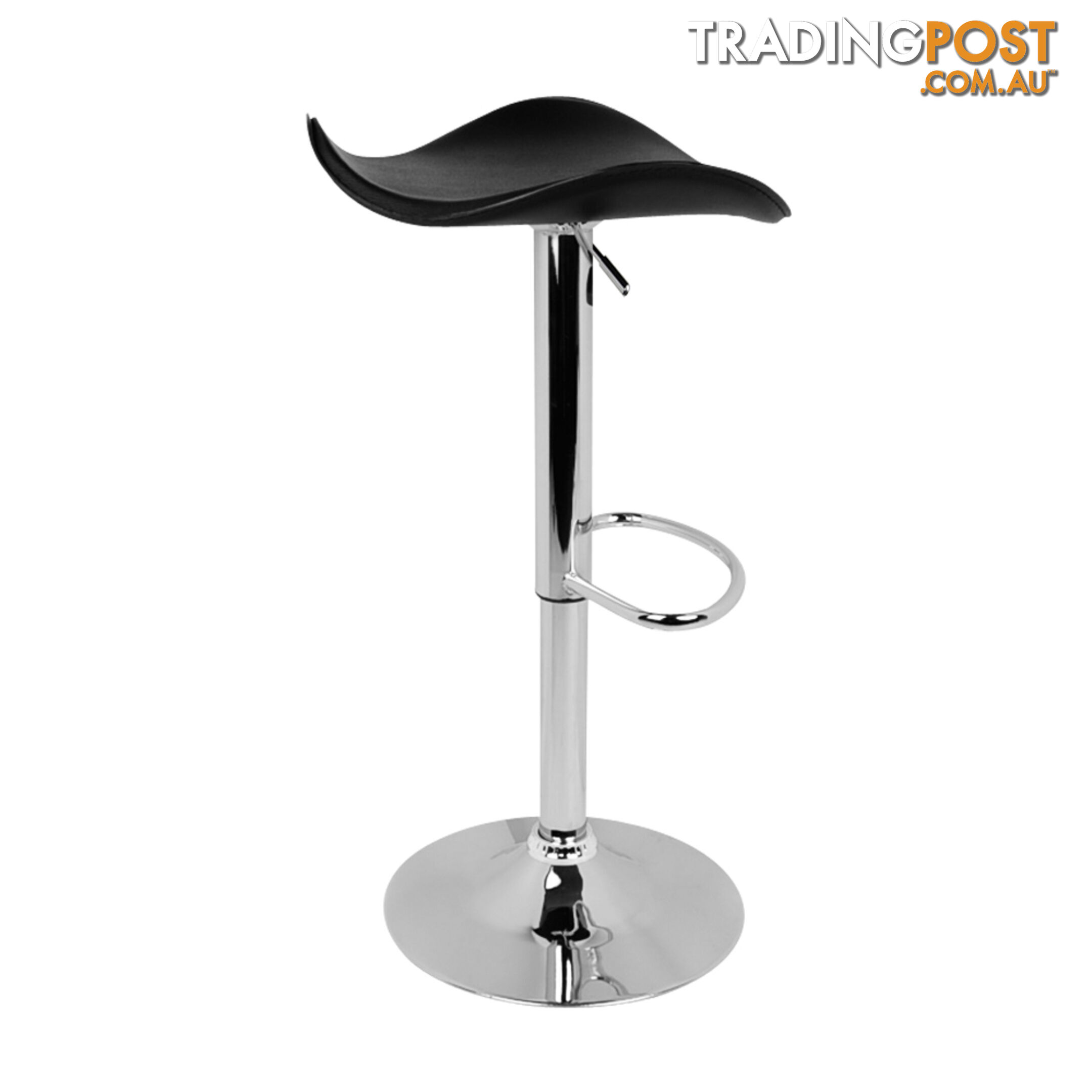 Set of 2 PVC Leather Kitchen Bar Stool Black