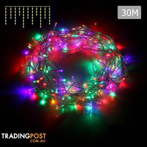 800 LED Christmas Icicle Lights Multi Colour