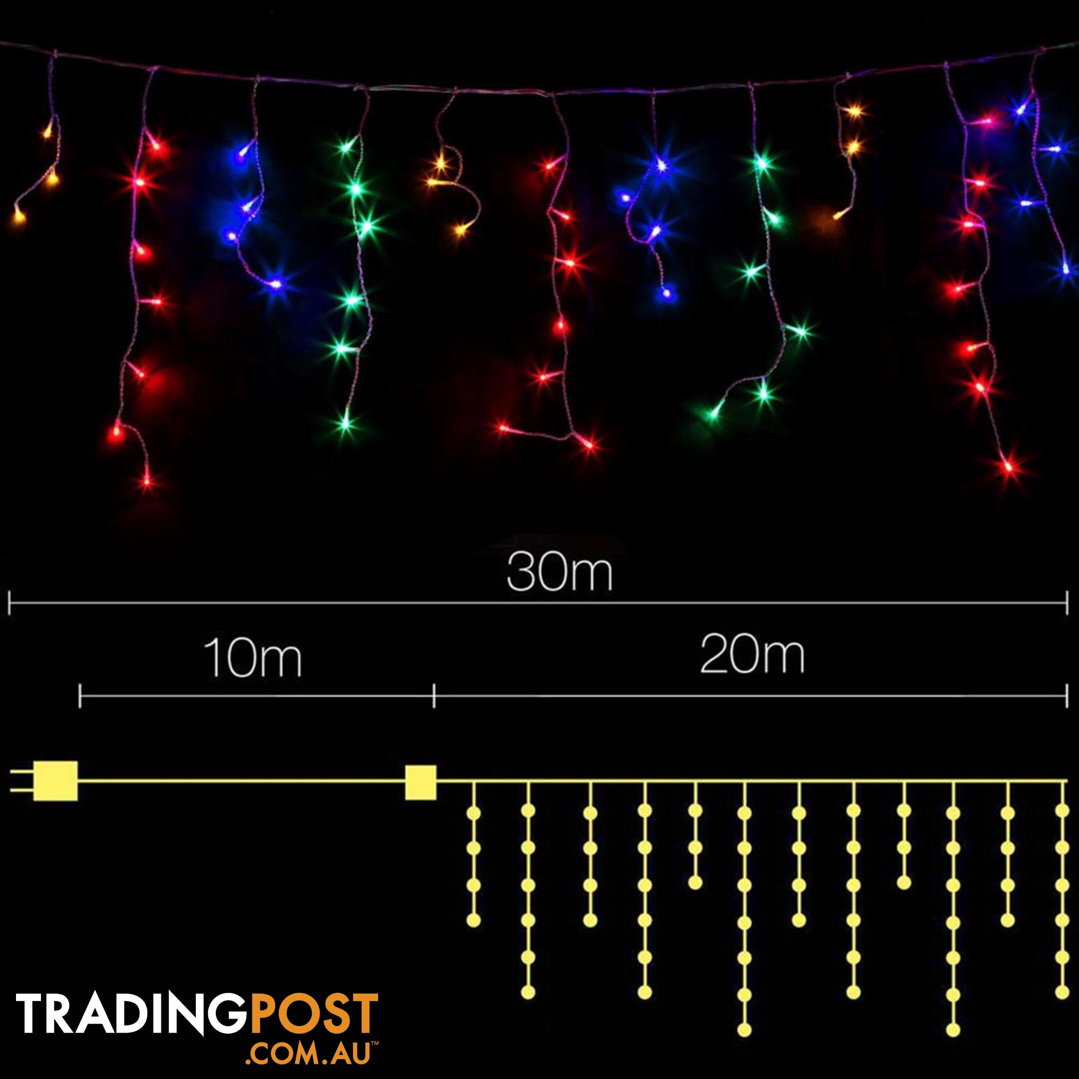 800 LED Christmas Icicle Lights Multi Colour