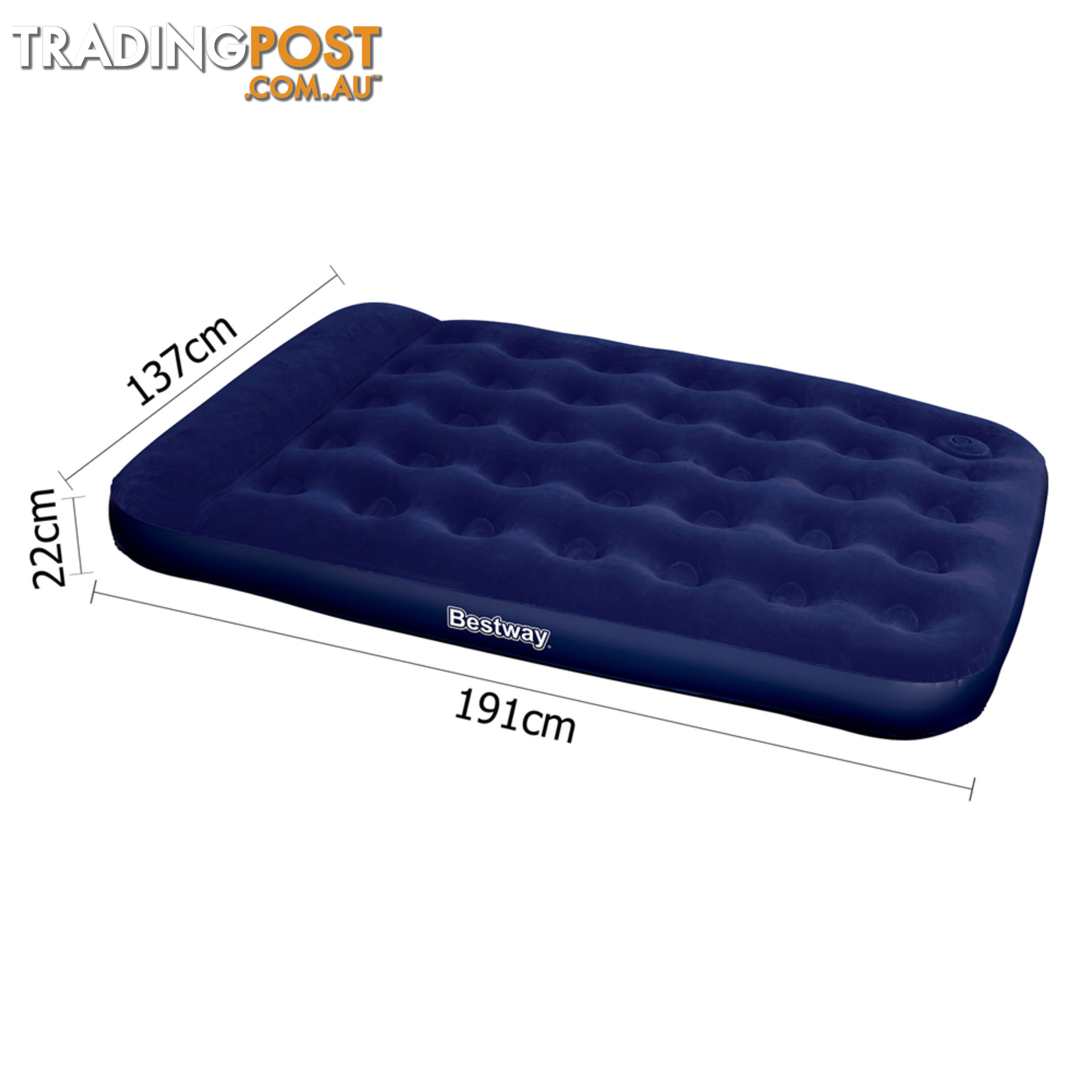 Bestway Double Inflatable Air Mattress Bed w/ Built-in Foot Pump Blue