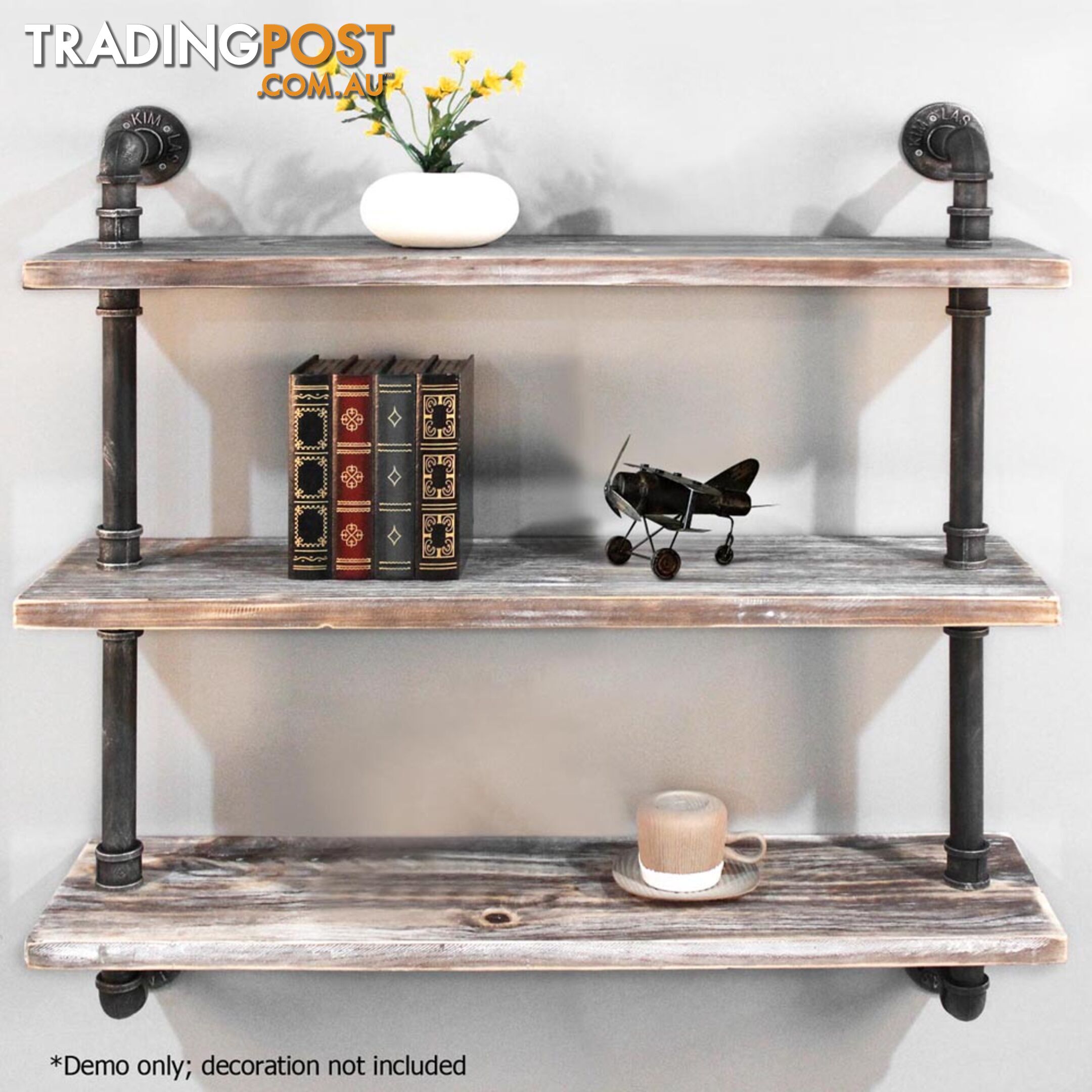 Rustic Industrial DIY Floating Pipe Shelf