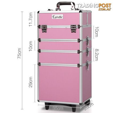 7 in 1 Portable Beauty Make up Cosmetic Trolley Case Pink - photo 2 of 8