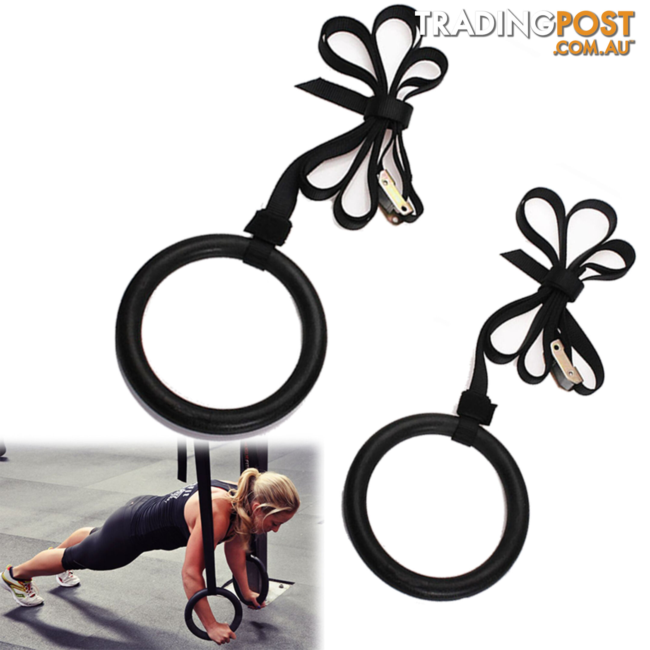 Gymnastic Gym Rings Hoop Crossfit Exercise Fitness Home Workout Dip Pair Bars