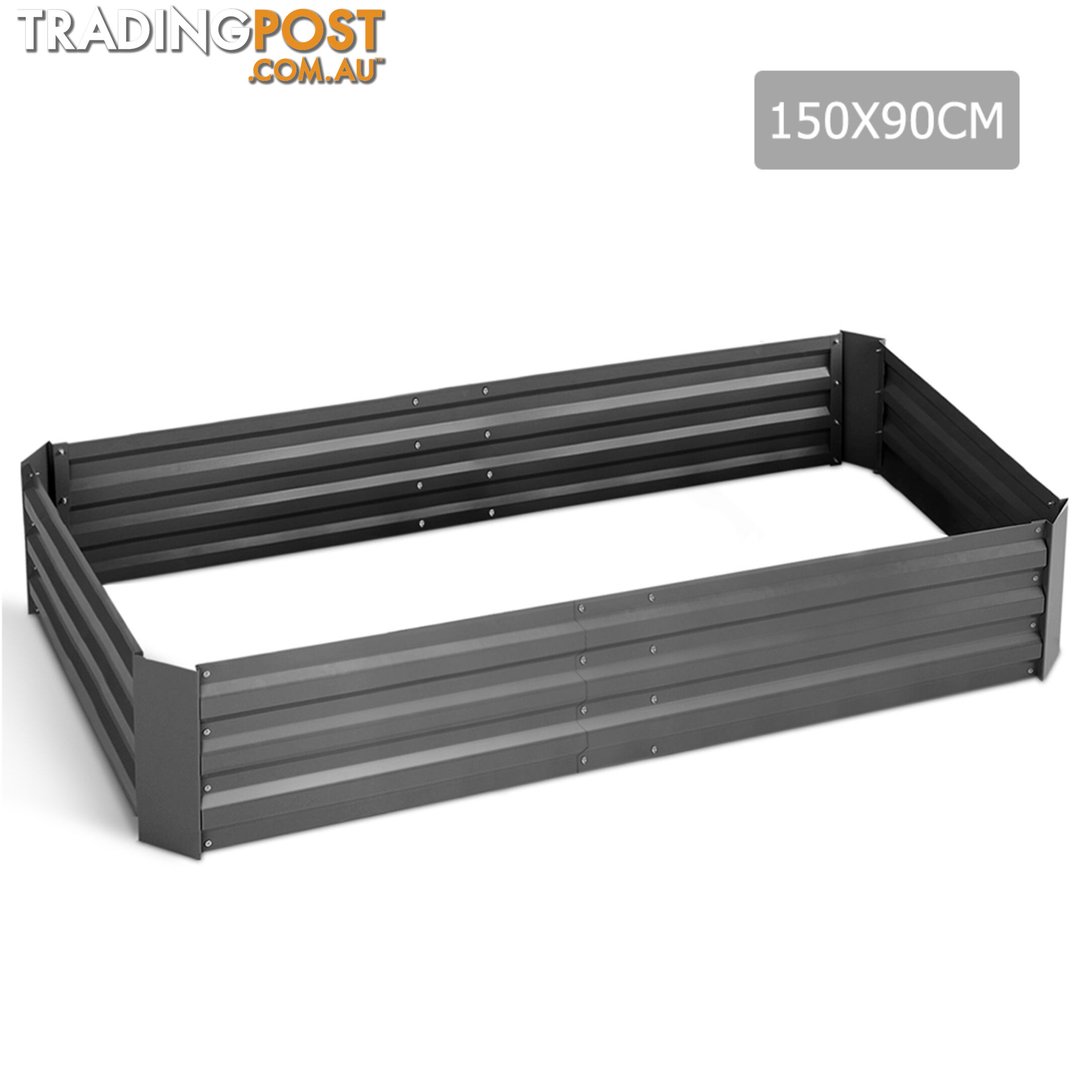 Galvanised Raised Garden Bed - 150 x 90 x 30cm - Aluminium Grey