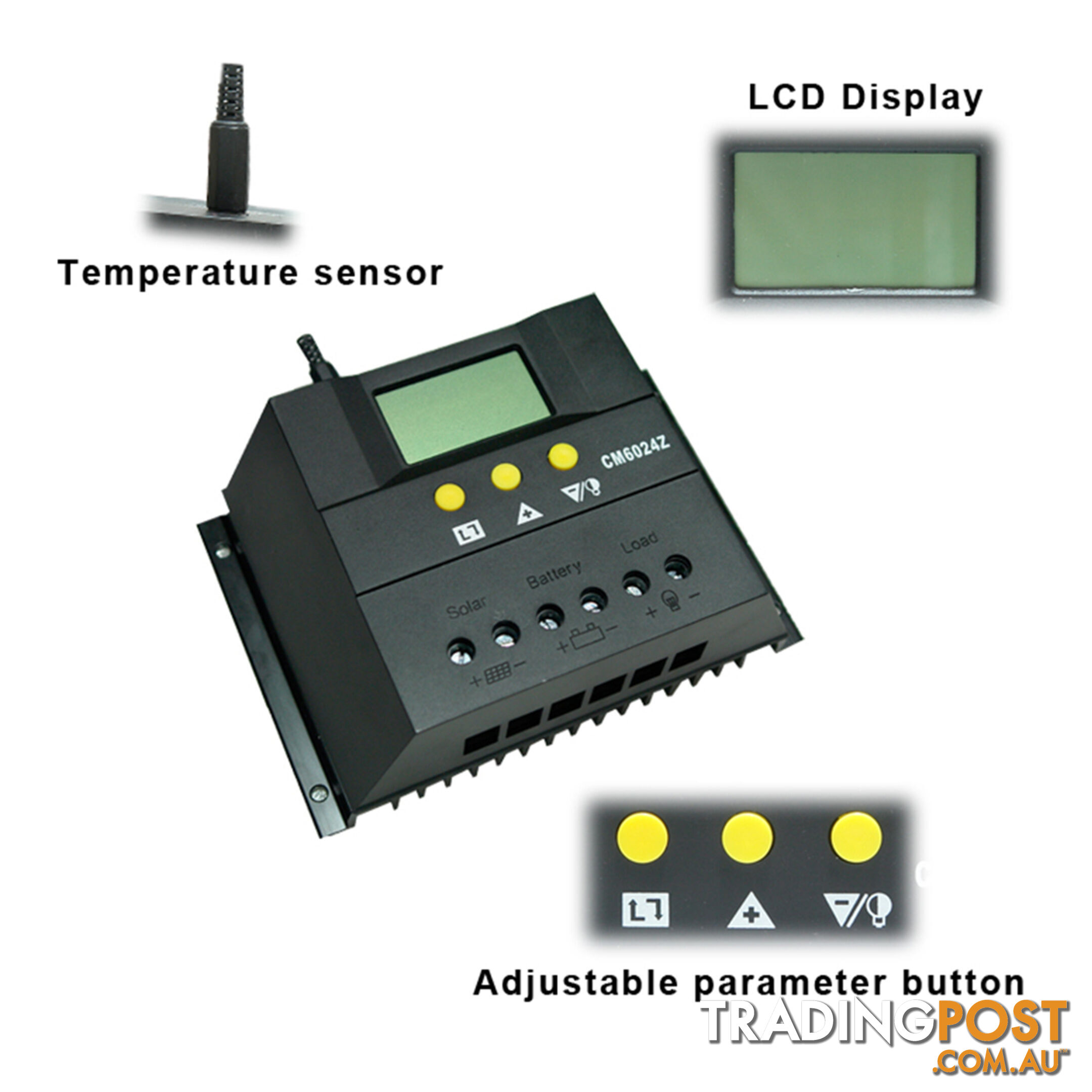 60A 12V-24V LCD Display PWM Solar Panel Regulator Charge Controller Battery